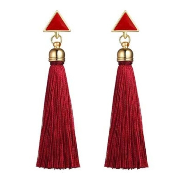 C.C. Boutique Jewelry - NWT Red Arrowhead Boho Hippie Tassel Earrings
